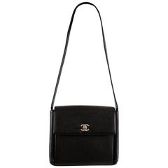 Chanel black caviar leather shoulder bag with silver hardware 4