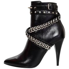 Saint Laurent - Pelle nera con borchie e feticcio 105 Booties sz 39