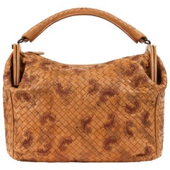 BOTTEGA VENETA S/S 2009 - Sac à main en cuir Intrecciato brodé camel « Duette »