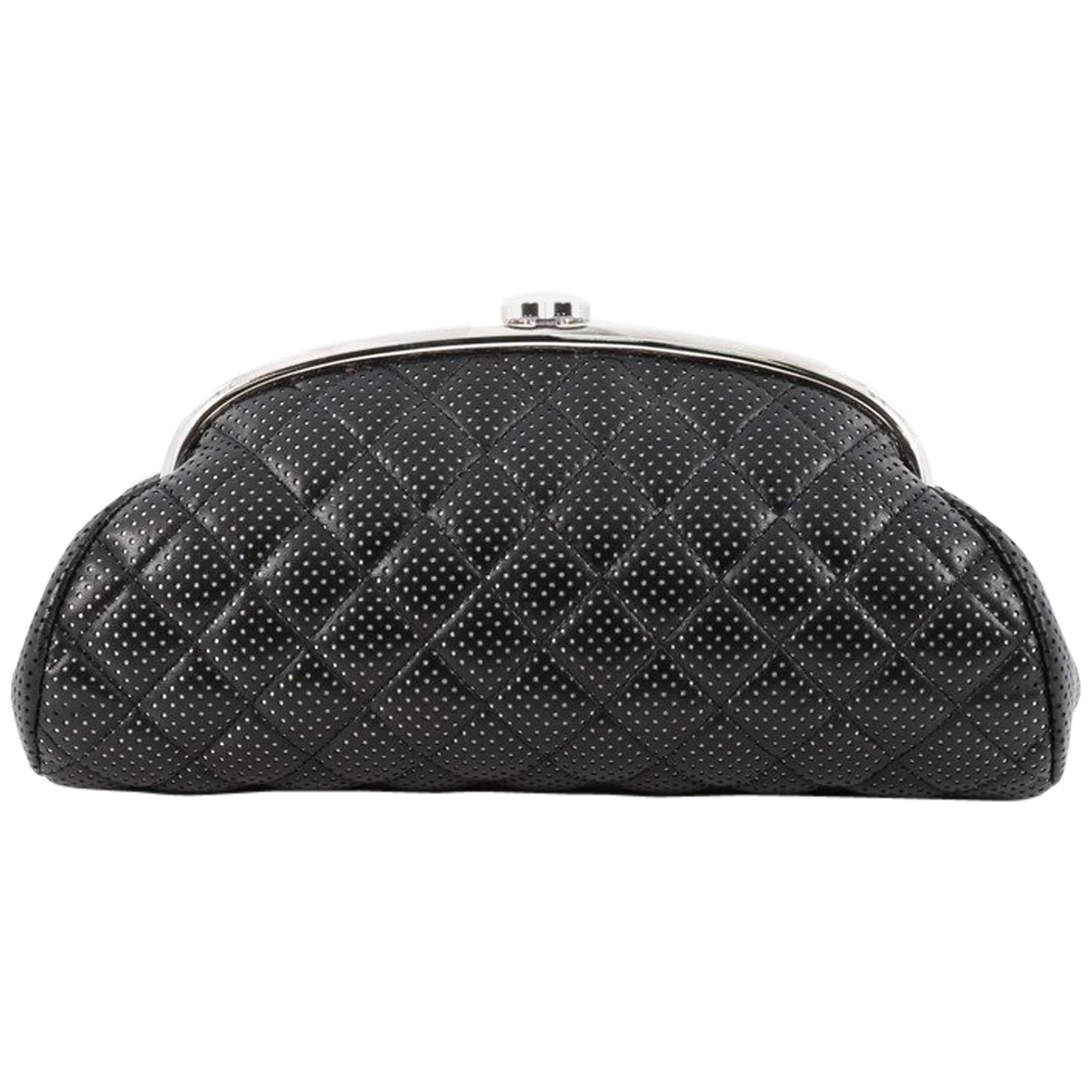 Chanel Timeless Clutch Quilted Perforated Leather