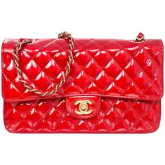 Chanel Collector''s Mobile Art Show Signierte Rote Lack 10 Klassische Tasche mit doppelter Klappe