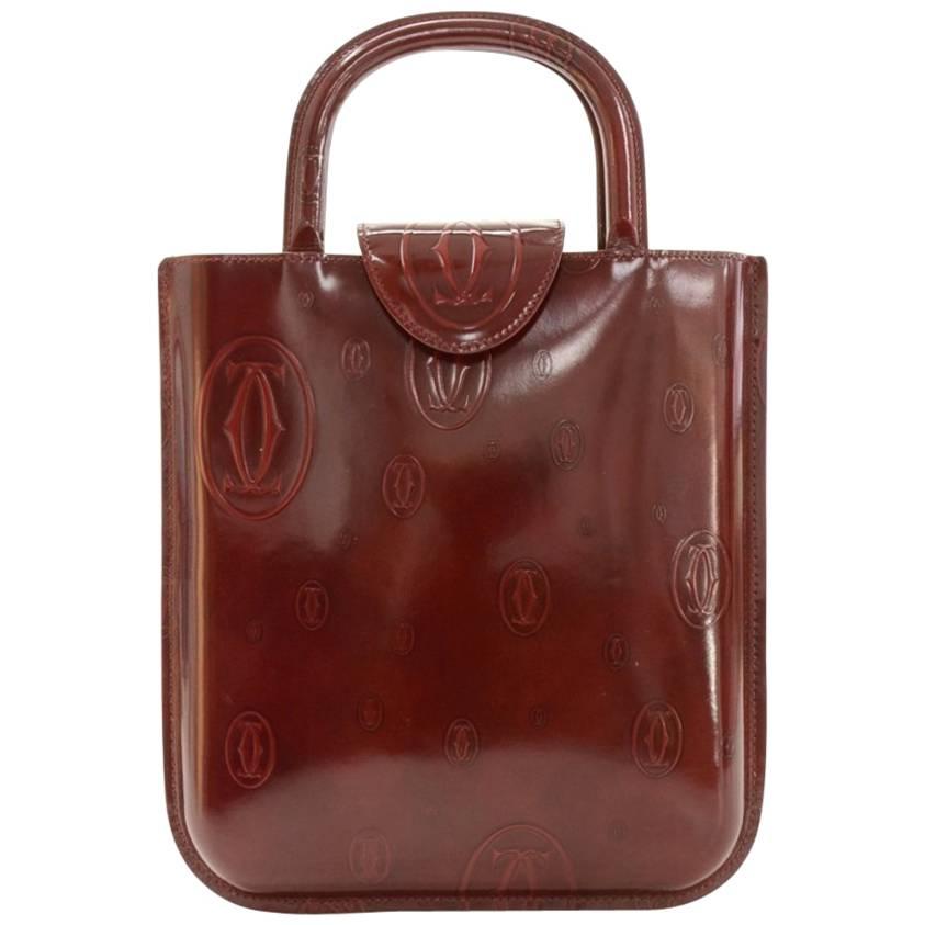 Cartier Happy Birthday Burgundy Patent Leather Hand Bag 