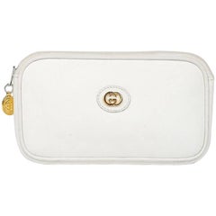 Gucci Double G White Leather Makeup/Wallet Bag
