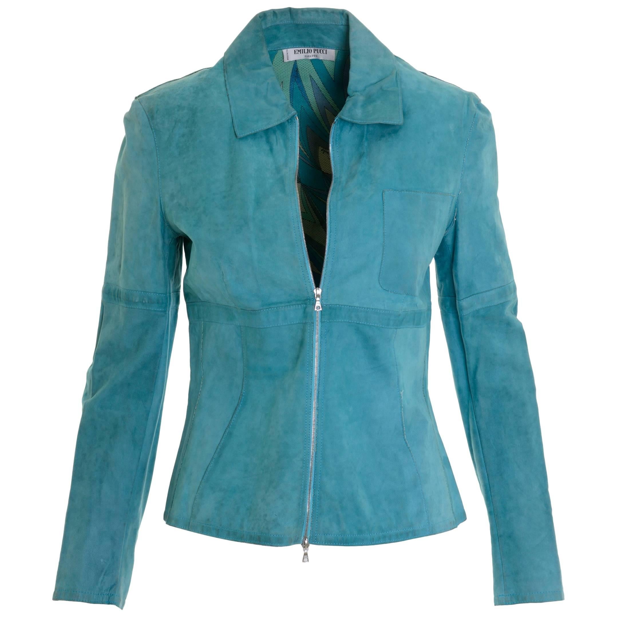 EMILIO PUCCI Suede Leather Jacket For Sale