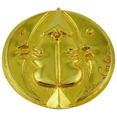 After Jean Cocteau Gold Toned Moon Profiles Brooch Pendant 12