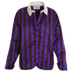 1990s GIANFRANCO FERRÈ Satin Striped Blouse Jacket 11