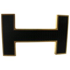 Hermes QUIZZ belt buckle 32mm black and gold 