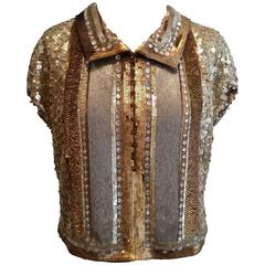 Valentino Gold, Silver & Bronze Sequinned Top