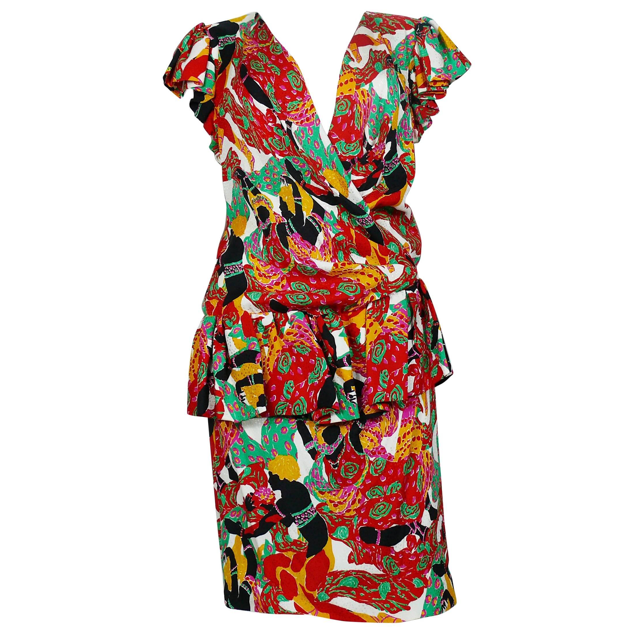 Yves Saint Laurent YSL Vintage Runway 1991 Leon Bakst Print Wrap Dress For  Sale at 1stDibs | ysl 1991, yves saint laurent 1991