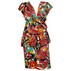 Yves Saint Laurent YSL Vintage Runway 1991 Leon Baskt Print Wrap Dress 7