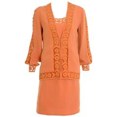 1970s LANCETTI Orange Skirt Suit with Top 