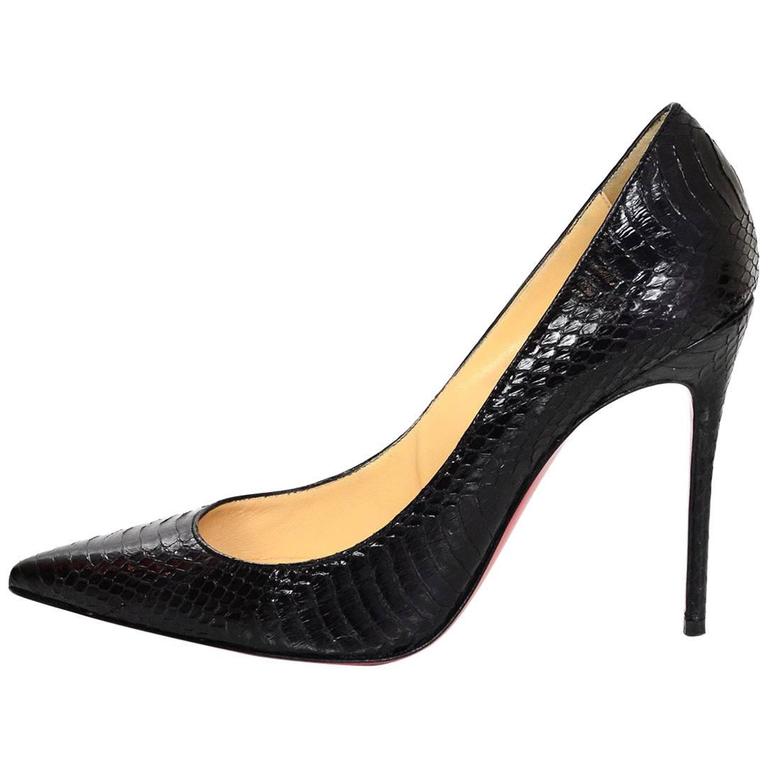 Christian Louboutin Black Snakeskin Decollete 554 100 Pumps Sz 38.5 with  Box For Sale at 1stDibs