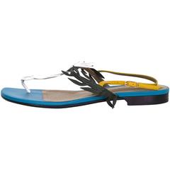 Hermes '16 Multi-Colored Leather Myrthe Sandals sz 38.5 1