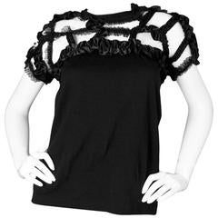 Comme Des Garcons Black Ruffle Cut-Out Top sz M