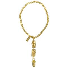 DSQUARED2 Gold Tone Antique Style Acorn Chain Necklace