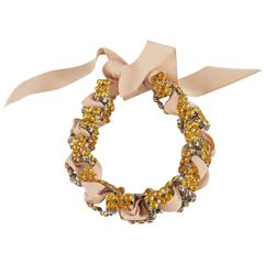 ALESSANDRO DELL'ACQUA Gold Rhinestones Chain Ribbon Bracelet 1