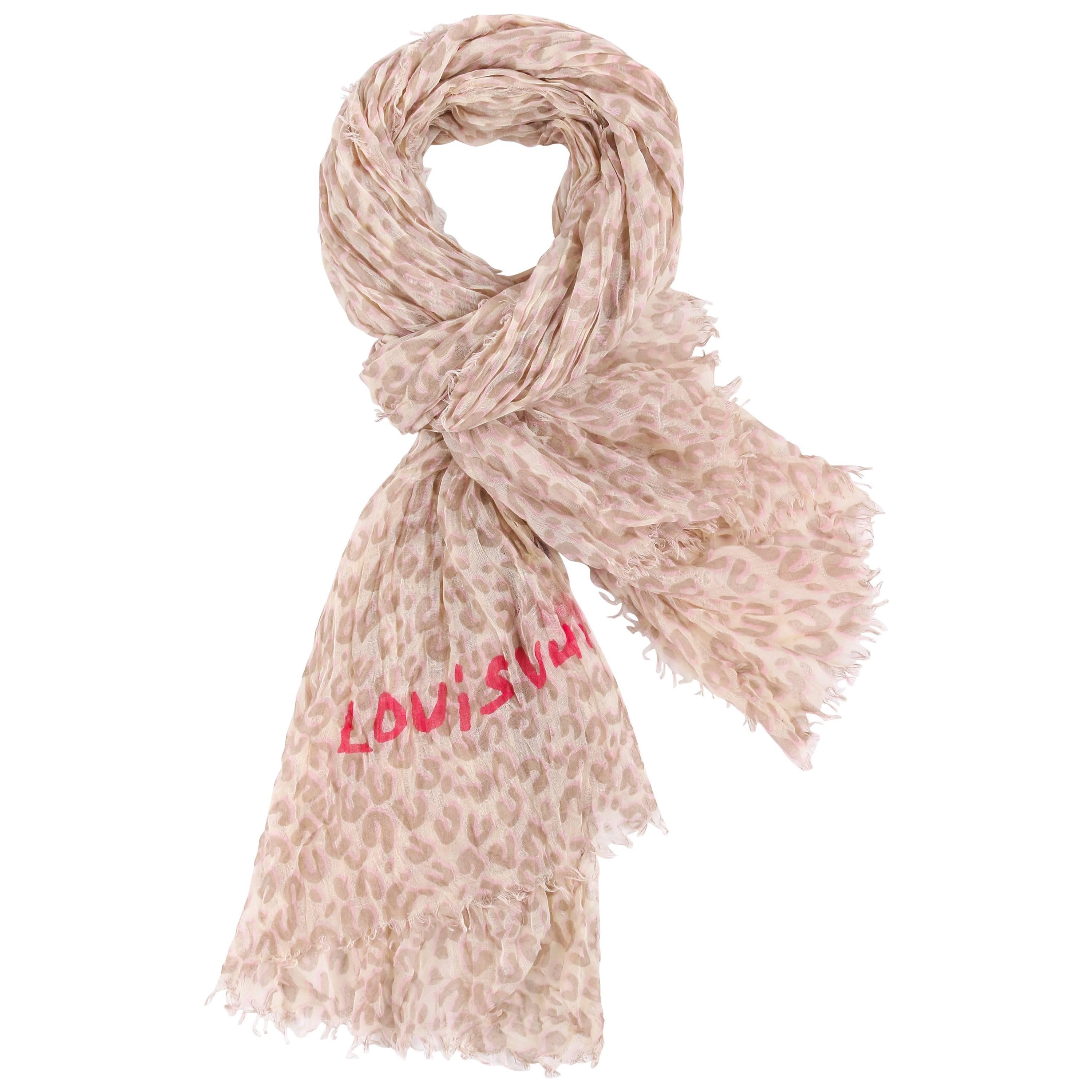LOUIS VUITTON STEPHEN SPROUSE Cashmere Silk Leopard Graffiti Print Wrap Scarf