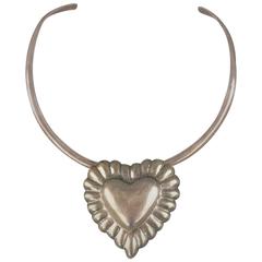 Sterling Silver Detachable Immaculate Heart Brooch Cuff Necklace
