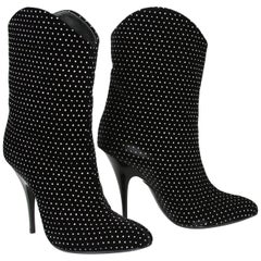 Nouveau GIUSEPPE ZANOTTI Bottes en velours noir embellies de cristaux It 36 - US 6