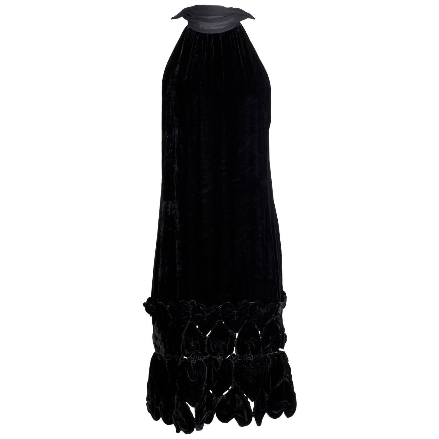 Jean Paul Gaultier Velvet Dress with Chiffon Scarf circa 1990s