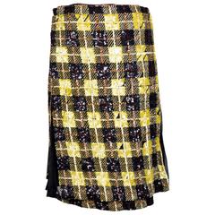 Jean Paul Gaultier Sequin Plaid Skirt with Mesh Pleats circa 2000s 10
