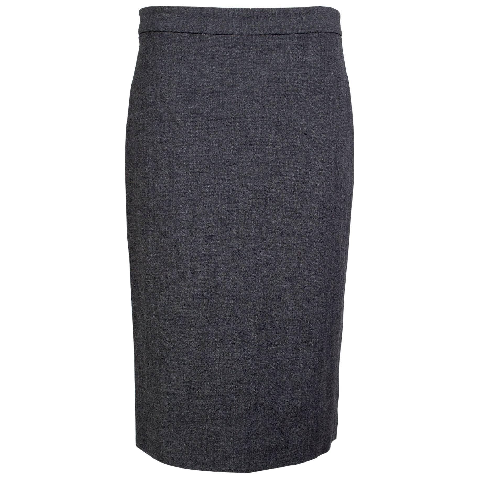 Jean Paul Gaultier Wool Pencil Skirt with Black Trim and Tassel circa 1990s