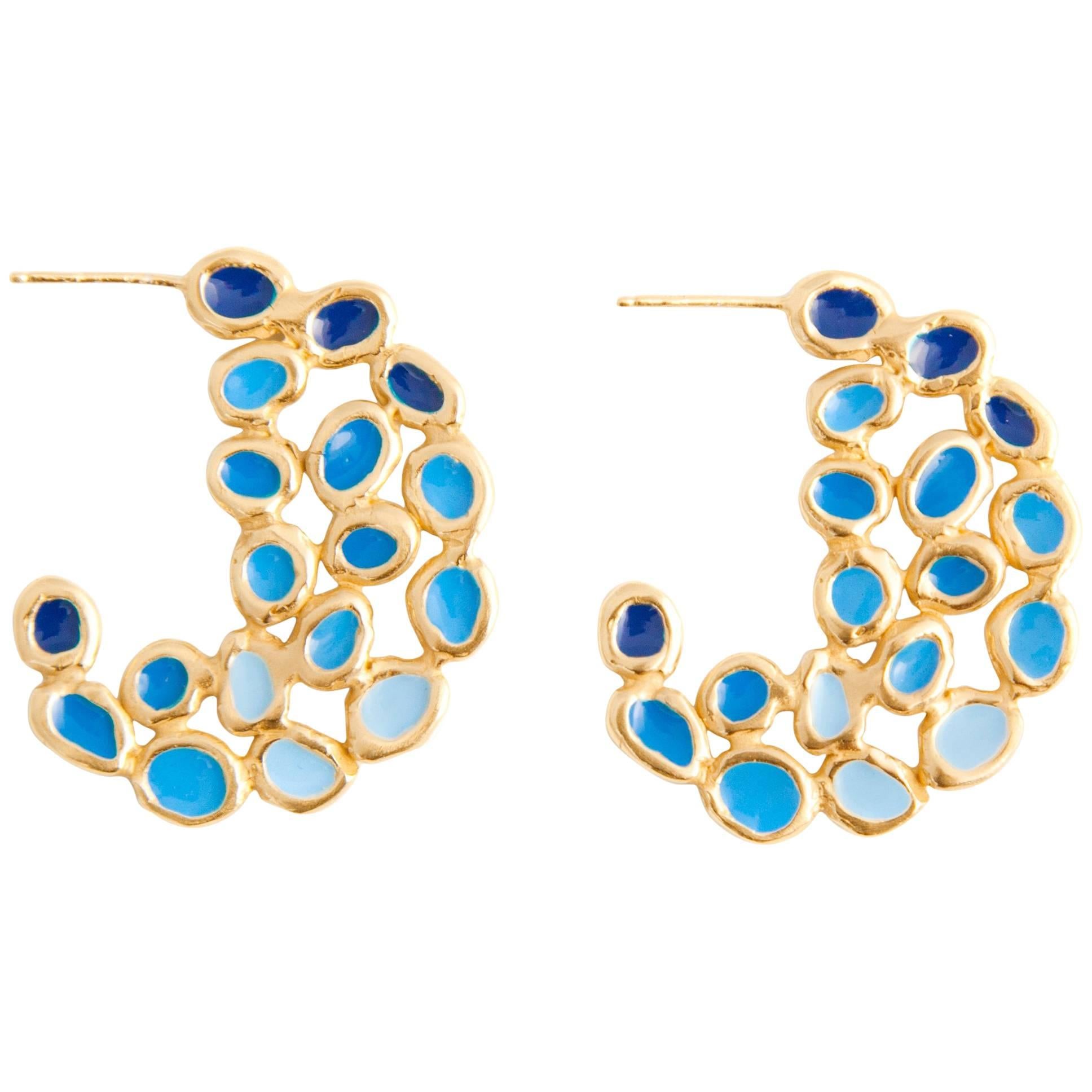 Giulia Barela Blue Hoop Earrings For Sale