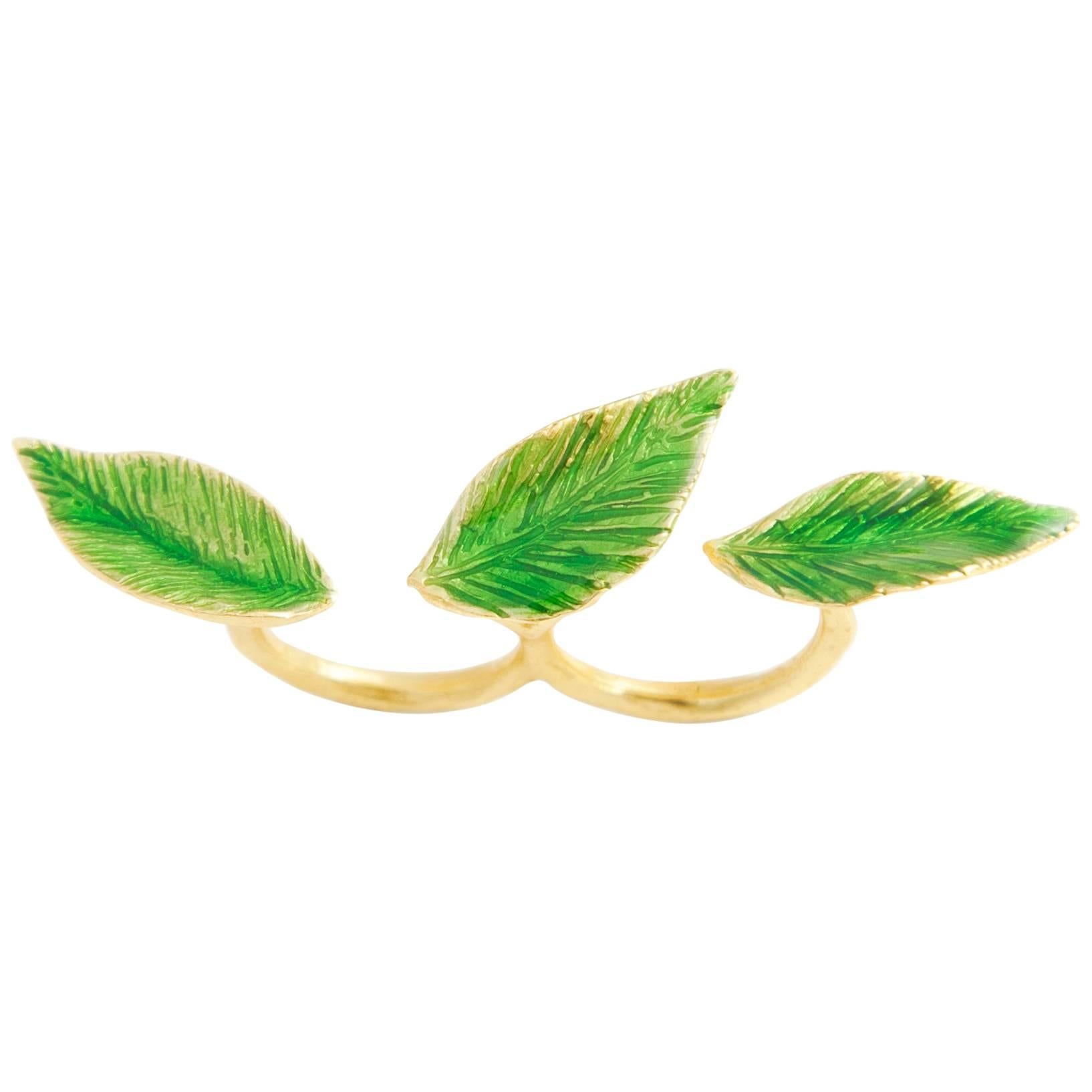 Giulia Barela Green Leaves Ring For Sale