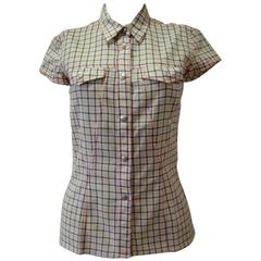 Gianni Versace Couture Checked Shirt Top