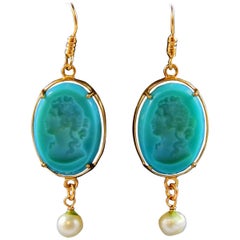 bronze and green cabochon earrings by Patrizia Daliana For Sale at 1stdibs