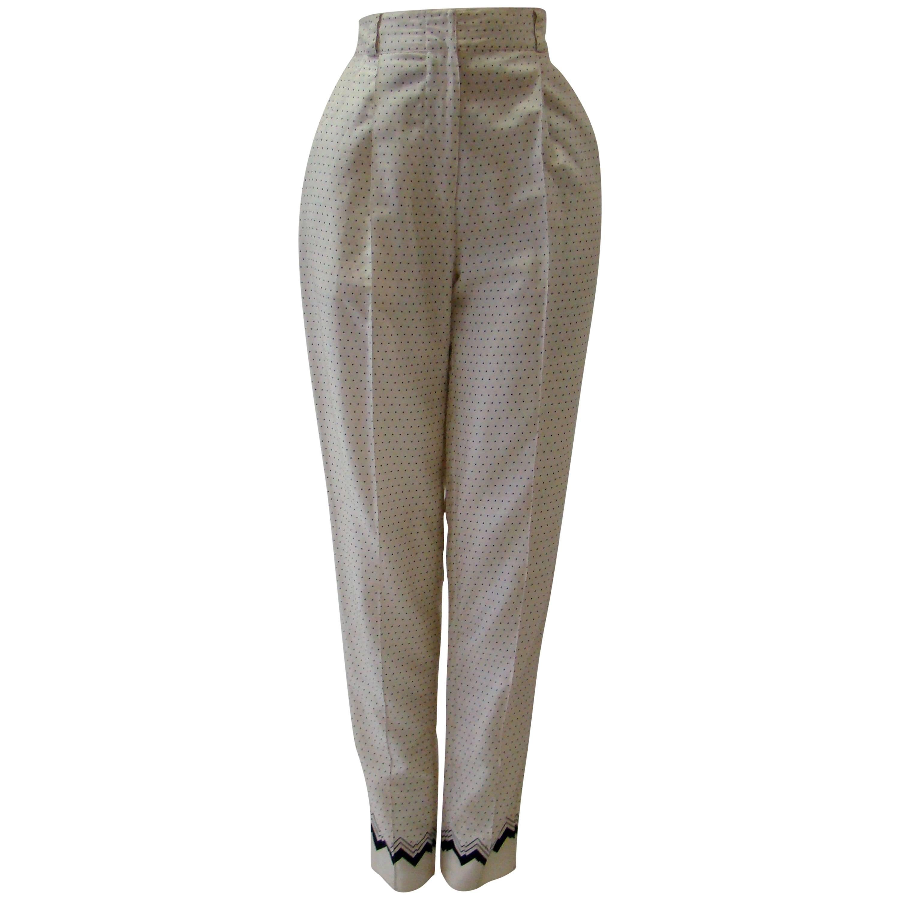 Early Gianni Versace Polka Dot Cotton Pants Spring 1988 For Sale