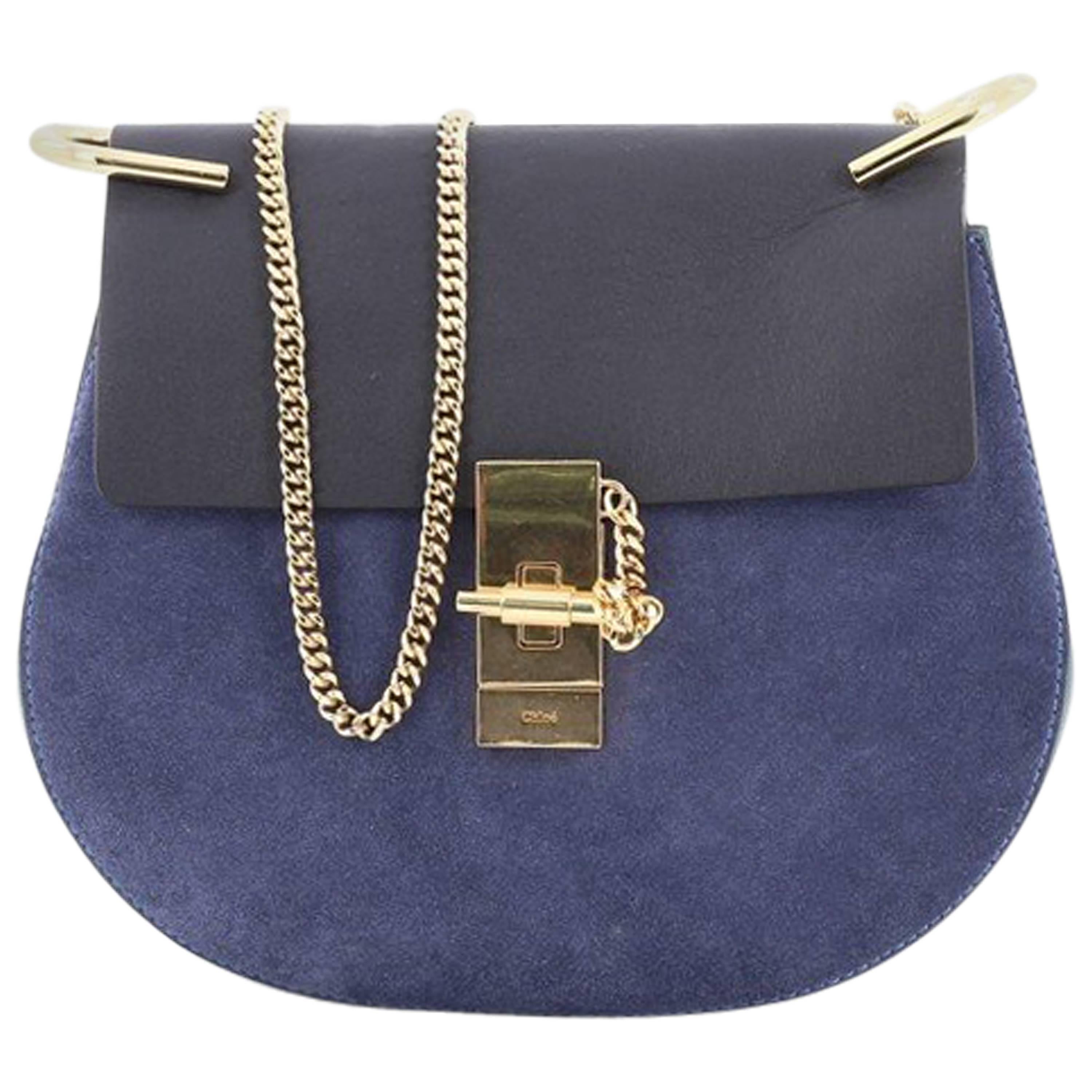 Chloe Drew Crossbody Bag Leather and Suede Small