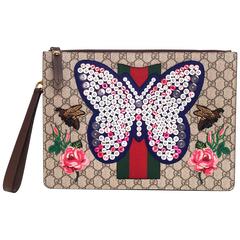Gucci Supreme GG Monogram Butterfly Clutch/Wristlet Bag