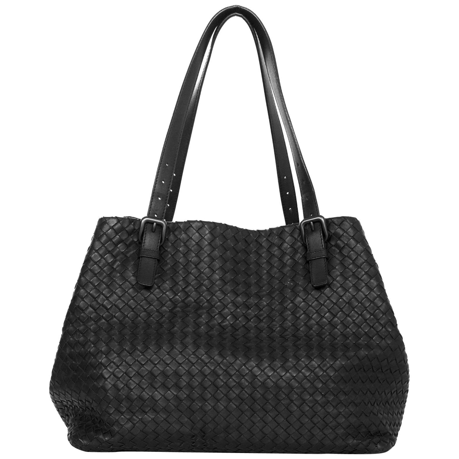 Bottega Veneta Black Intrecciato Large Tote Bag rt. $3, 950