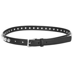 Saint Laurent Black & Silvertone Studded Belt sz EU 70/US 28  rt. $895