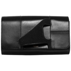 Perrin Black Leather & Stingray L'asymetrique Glove Clutch Bag 6