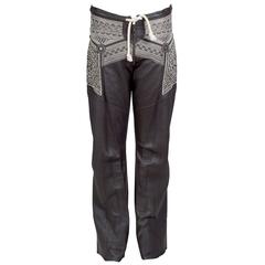 Jean Paul Gaultier Men's Leather Pants with Embroidery and Rivets circa 2000s 2