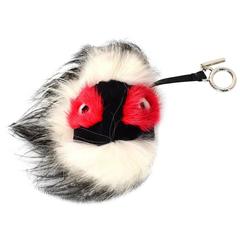 Fendi Black White & Red Fur Archy Bag Bug Charm 4