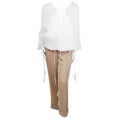 Jean Paul Gaultier Mousseline Peasant Blouse and Pants Set circa 1990s/2000s