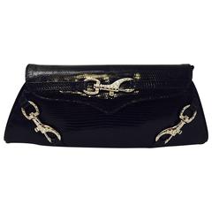 Luscious Lana Marks Blue Reptile Clutch Bag with 2 Optional Shoulder Straps 6