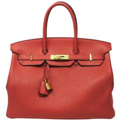 Hermes Birkin 35 Rose Jaipur Togo Leder Handtasche Handtasche in Staub Tasche