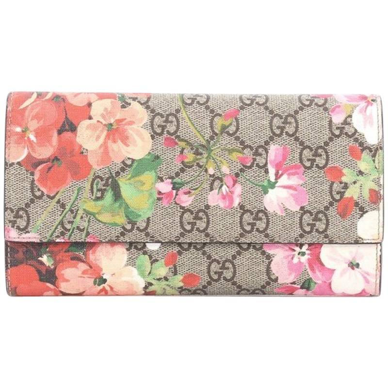 Gucci Continental Wallet Blooms Print GG Coated Canvas