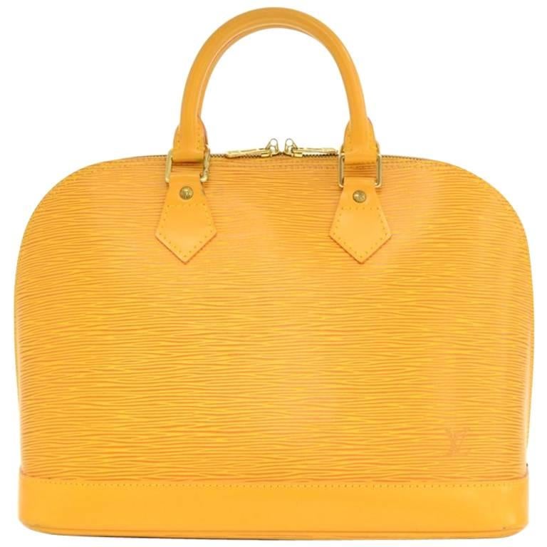 Louis Vuitton Alma Yellow Epi Leather Hand Bag For Sale