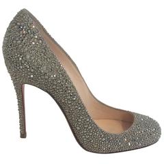 Christian Louboutin Fifi Swarovski-CrystalEncrusted  Gold Pumps (sz 37)