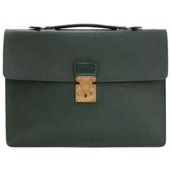 Vintage Louis Vuitton Serviette Kourad Green Taiga Briefcase Document Bag