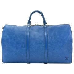 Vintage Louis Vuitton Keepall 50 Blue Epi Leather Duffle Travel Bag 3