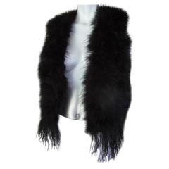 black fringed marabou ostrich feather sleeveless vest 9
