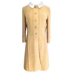 Haute Couture CHANEL Vintage Coat 40 FR in Pale Yellow Tweed