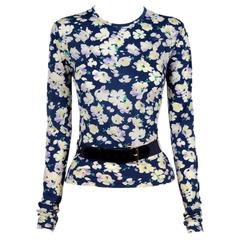 Vintage NINA RICCI Top with belt 38FR with flowers Patterns 