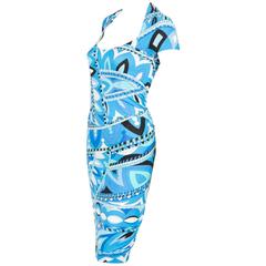 Emilio Pucci Blue Turquoise Graphic Dress